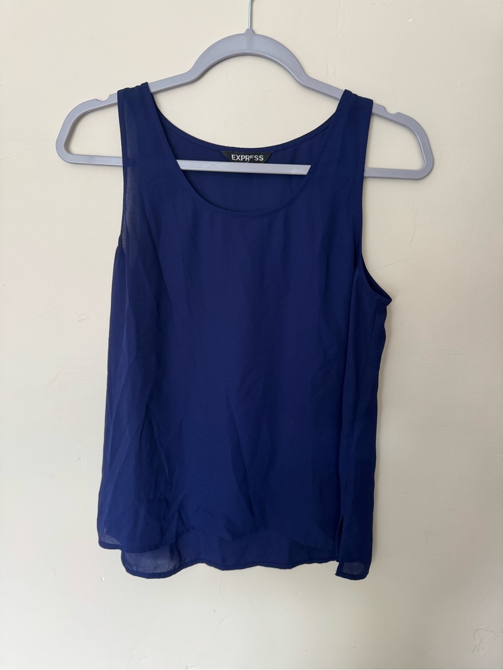 Express Women's Navy Sleeveless Chiffon Tank Top